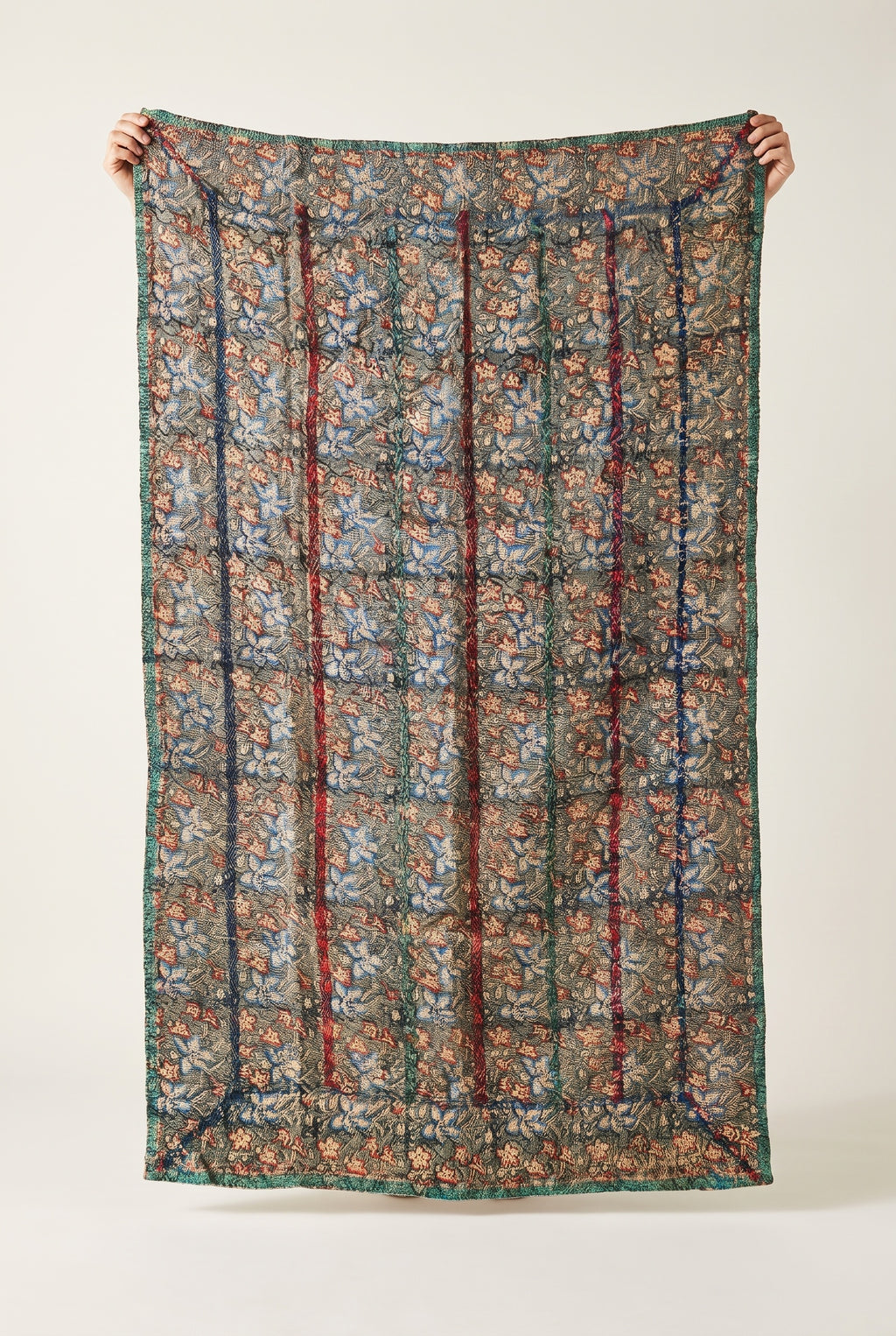 Goldenrod Vintage Handmade Bagru Block Print Kantha Throw