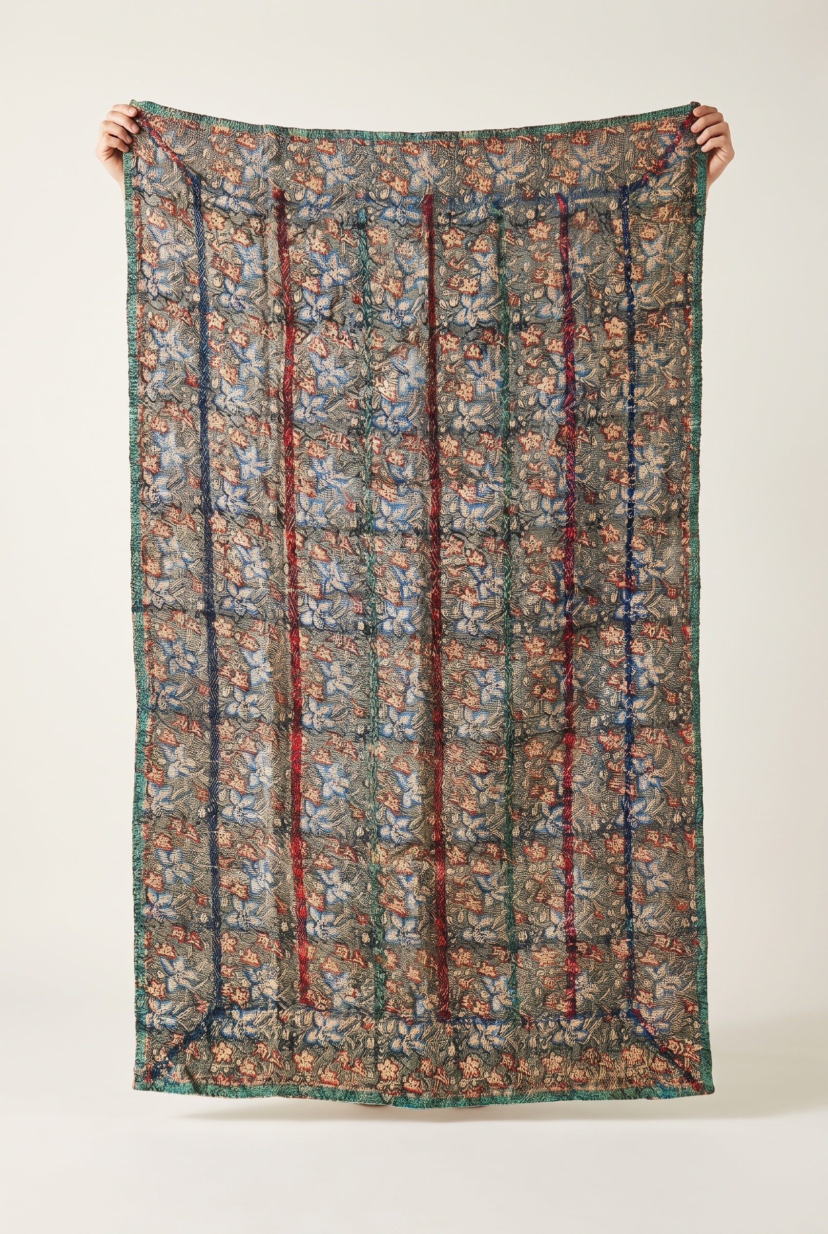 Goldenrod Vintage Handmade Bagru Block Print Kantha Throw