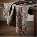 Goldenrod Vintage Handmade Bagru Block Print Kantha Throw — flat lay showing front and back