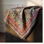 Bunchberry Vintage Handmade Bagru Block Print Kantha Throw — flat lay showing front and back