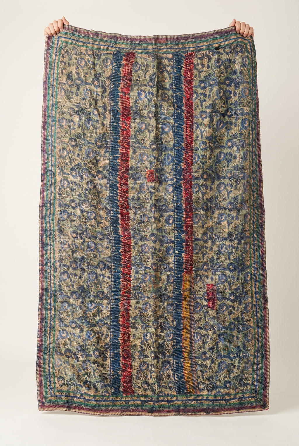 Sweetgrass Vintage Handmade Bagru Block Print Kantha Throw