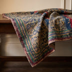 Sweetgrass Vintage Handmade Bagru Block Print Kantha Throw — flat lay showing front and back