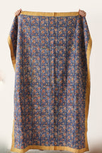 Prairie Crocus Vintage Bagru Block Print Kantha Throw — front side catalog flat lay