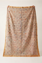 Prairie Crocus Vintage Bagru Block Print Kantha Throw — reverse side catalog flat lay