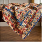 Bearberry Vintage Handmade Bagru Block Print Kantha Throw — flat lay showing front and back