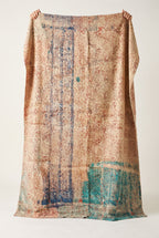 Bearberry Vintage Bagru Block Print Kantha Throw — reverse side catalog flat lay