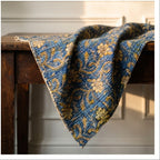 Saskatoon Vintage Handmade Bagru Block Print Kantha Throw — flat lay showing front and back