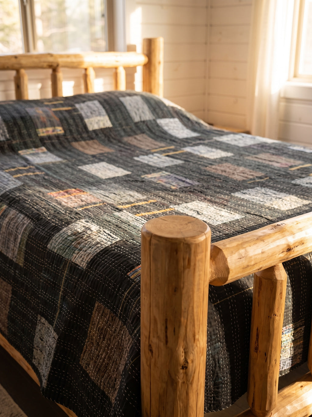 Vivid Indigo Handmade King Bedspread