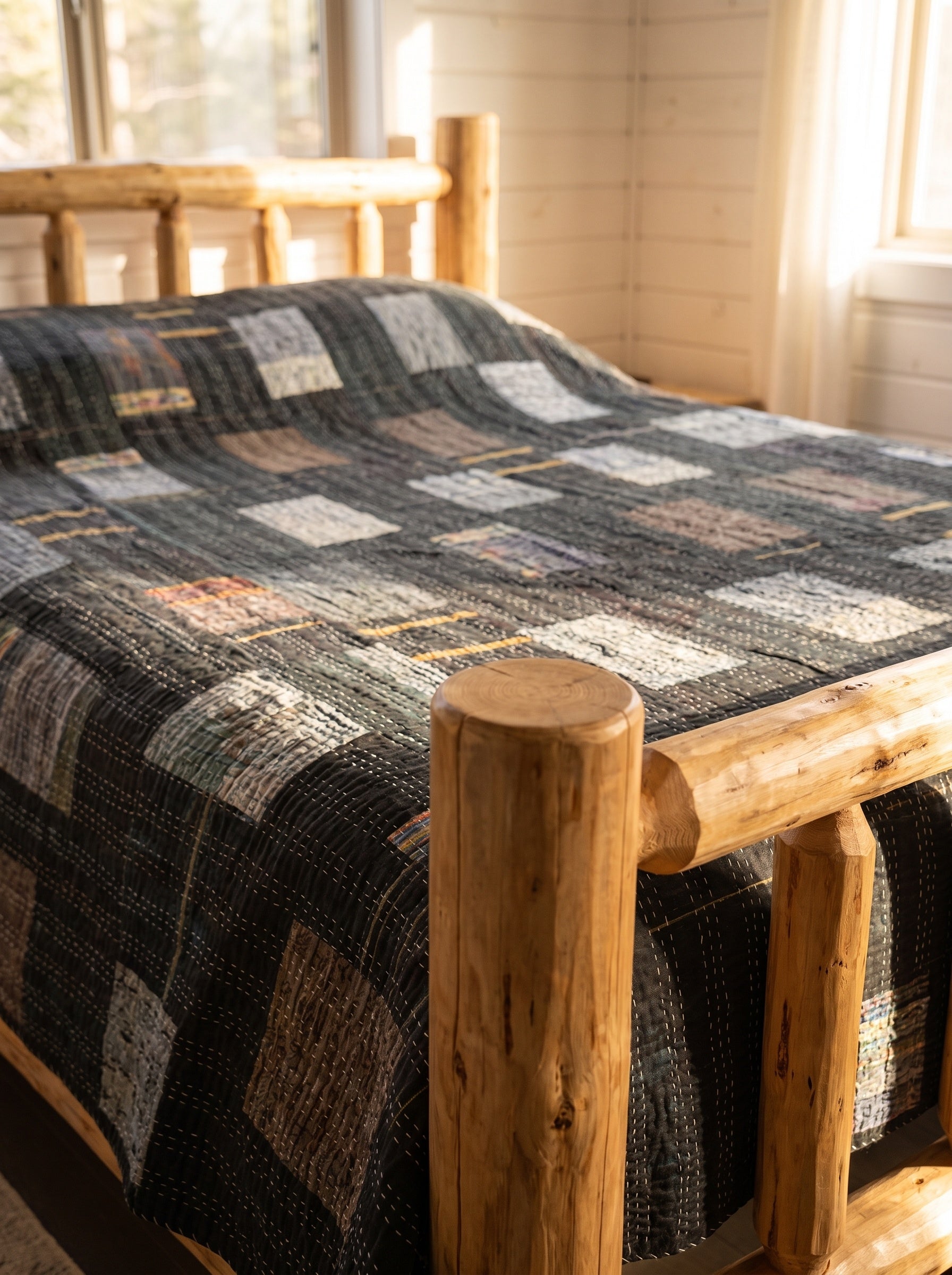 Vivid Indigo Handmade King Bedspread