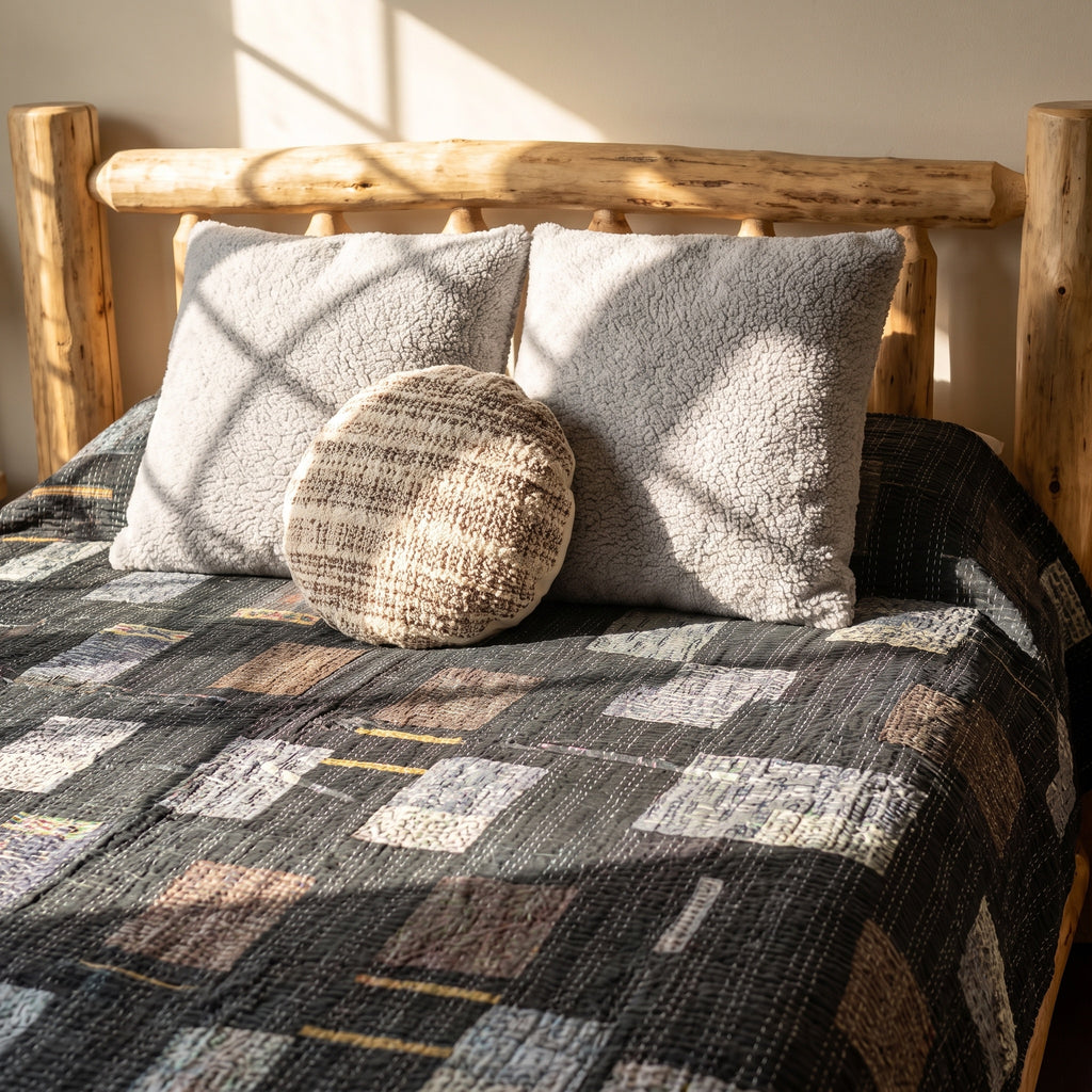 Vivid Indigo Handmade King Bedspread