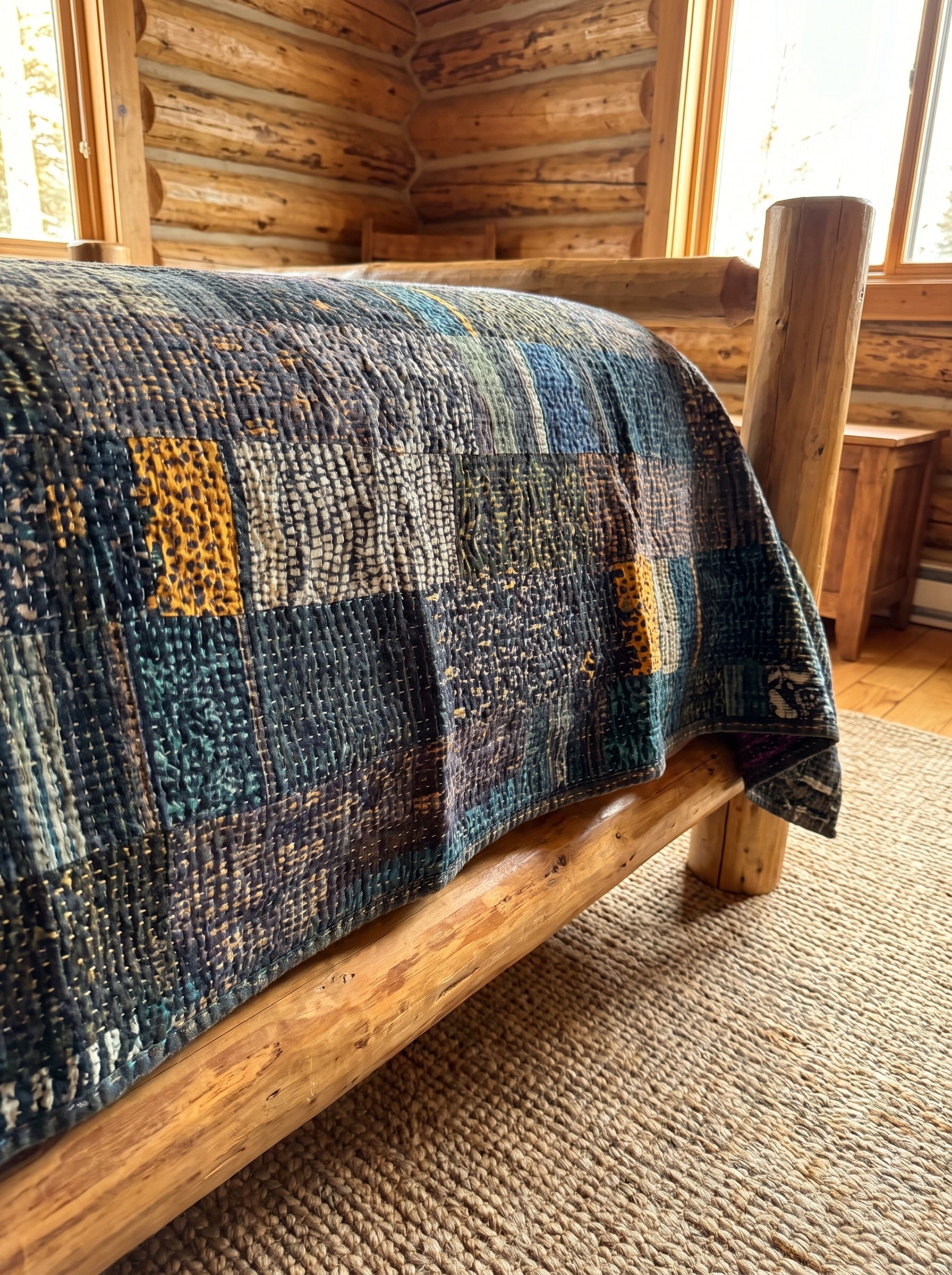 Azure Mist Handmade King Bedspread