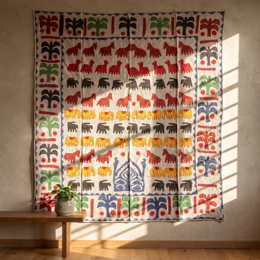Lupine Appliqué Pure Cotton Wall Hanging