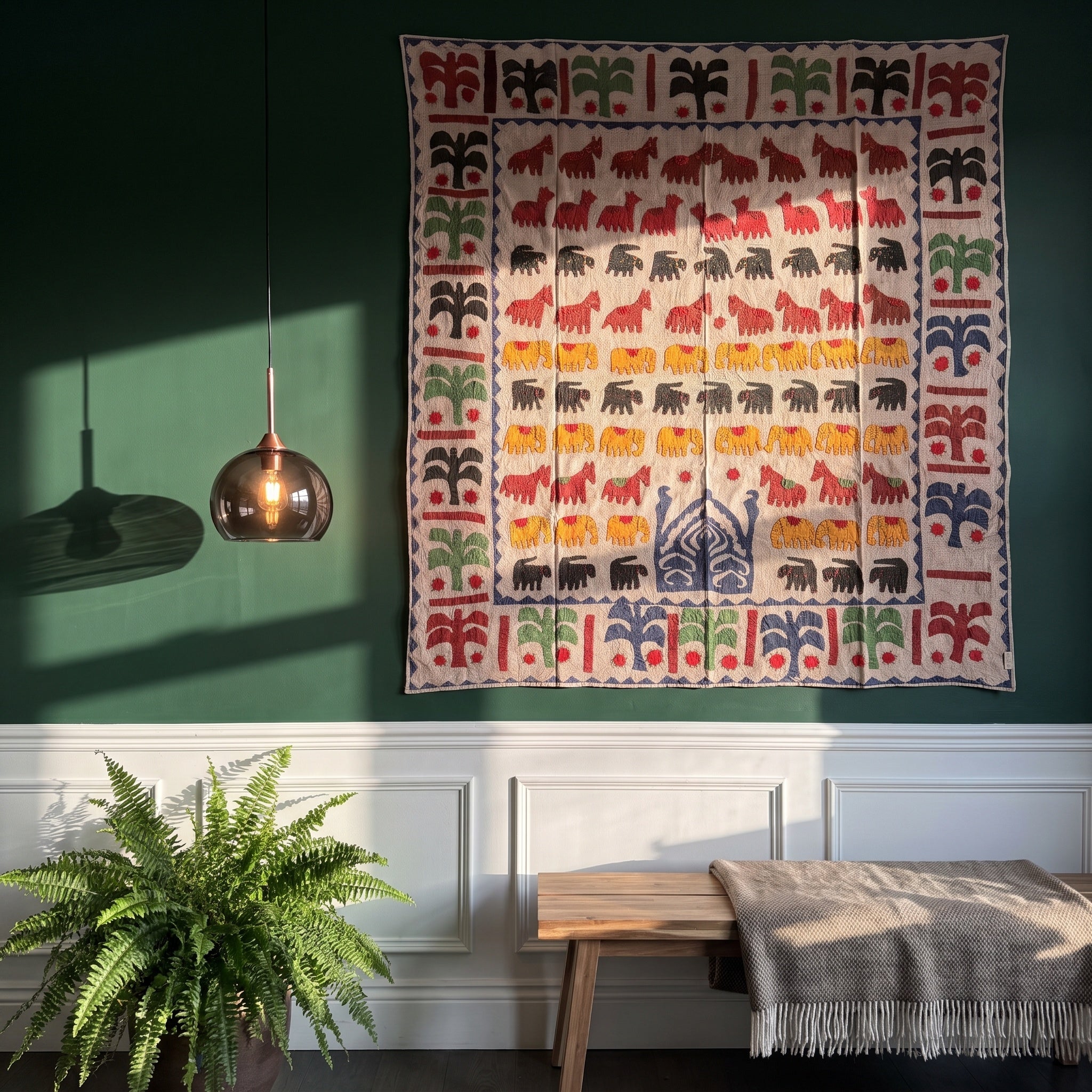 Lupine Appliqué Pure Cotton Wall Hanging