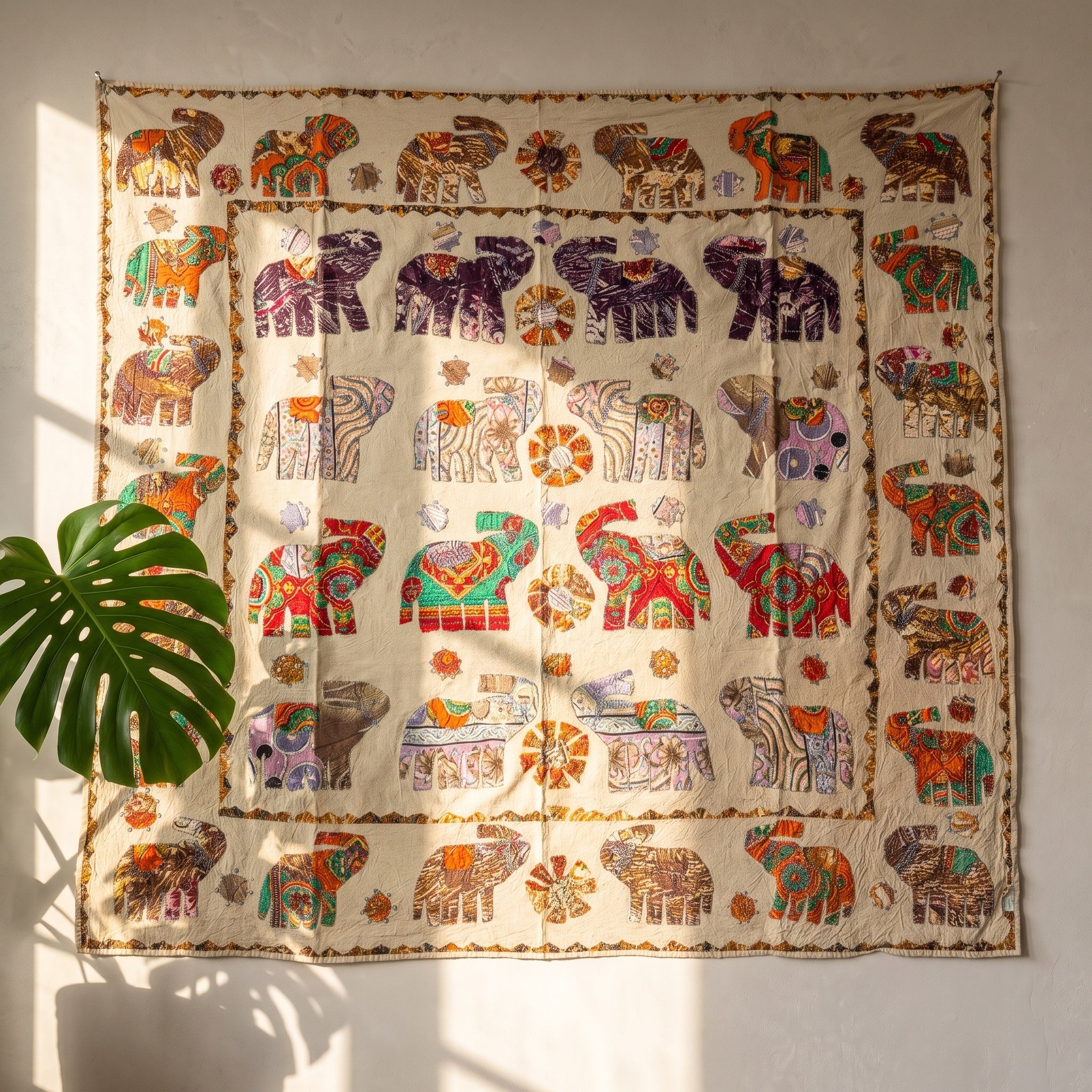 Jack-in-the-Pulpit Appliqué Pure Cotton Wall Hanging