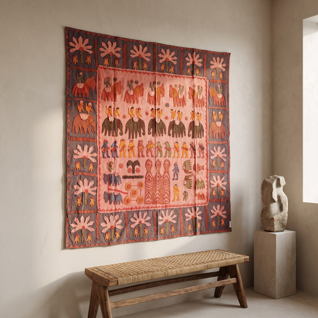 Hepatica Appliqué Pure Cotton Wall Hanging
