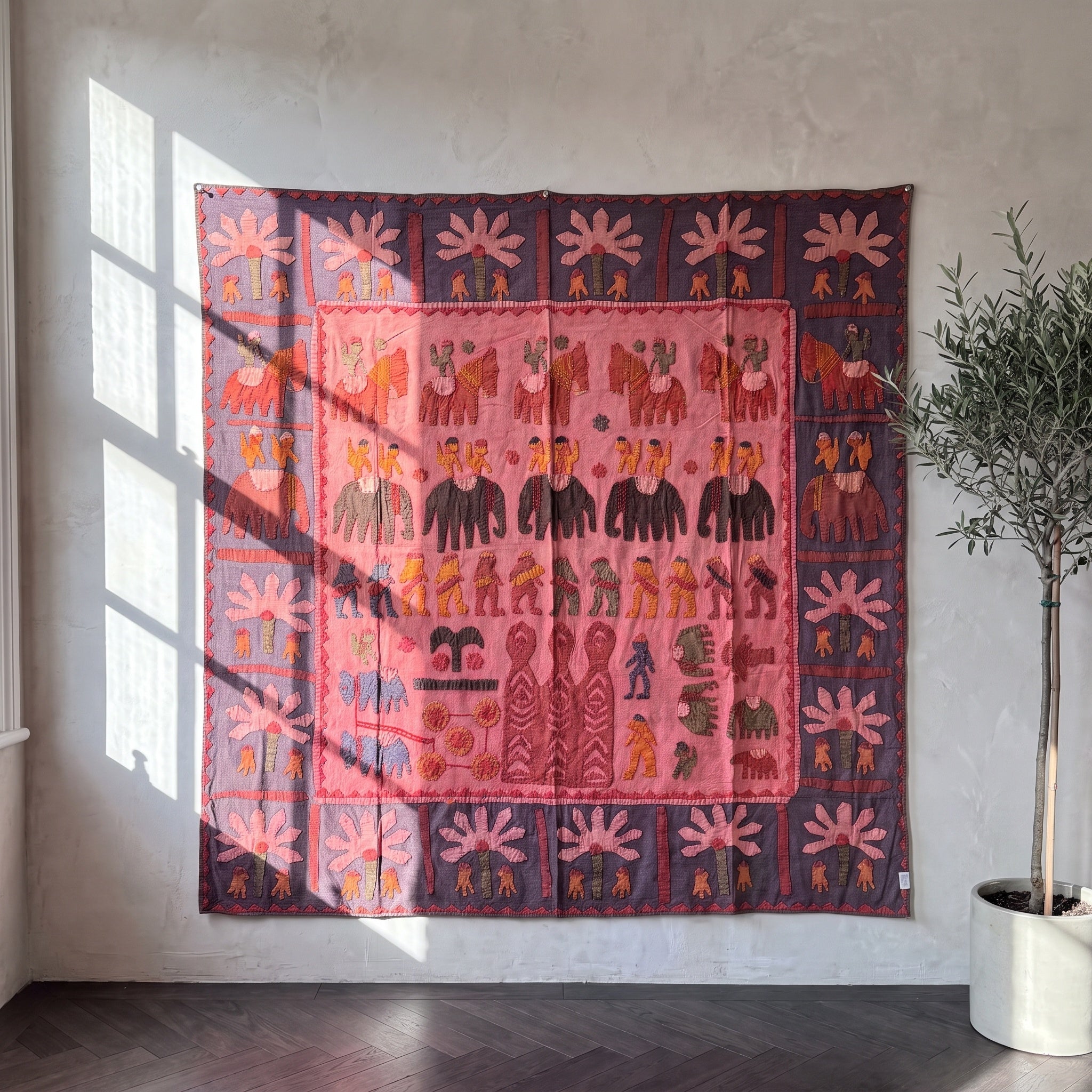 Hepatica Appliqué Pure Cotton Wall Hanging