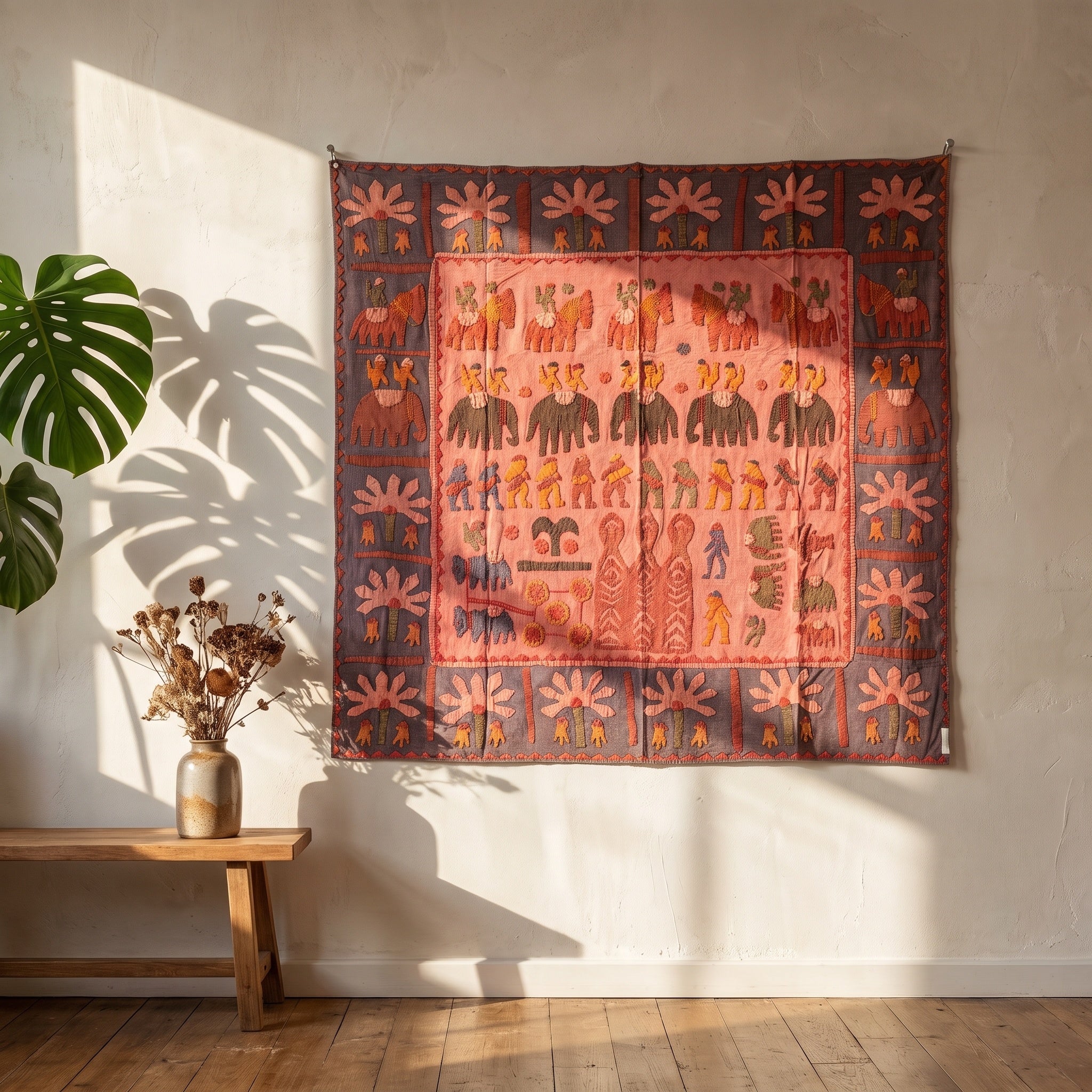 Hepatica Appliqué Pure Cotton Wall Hanging