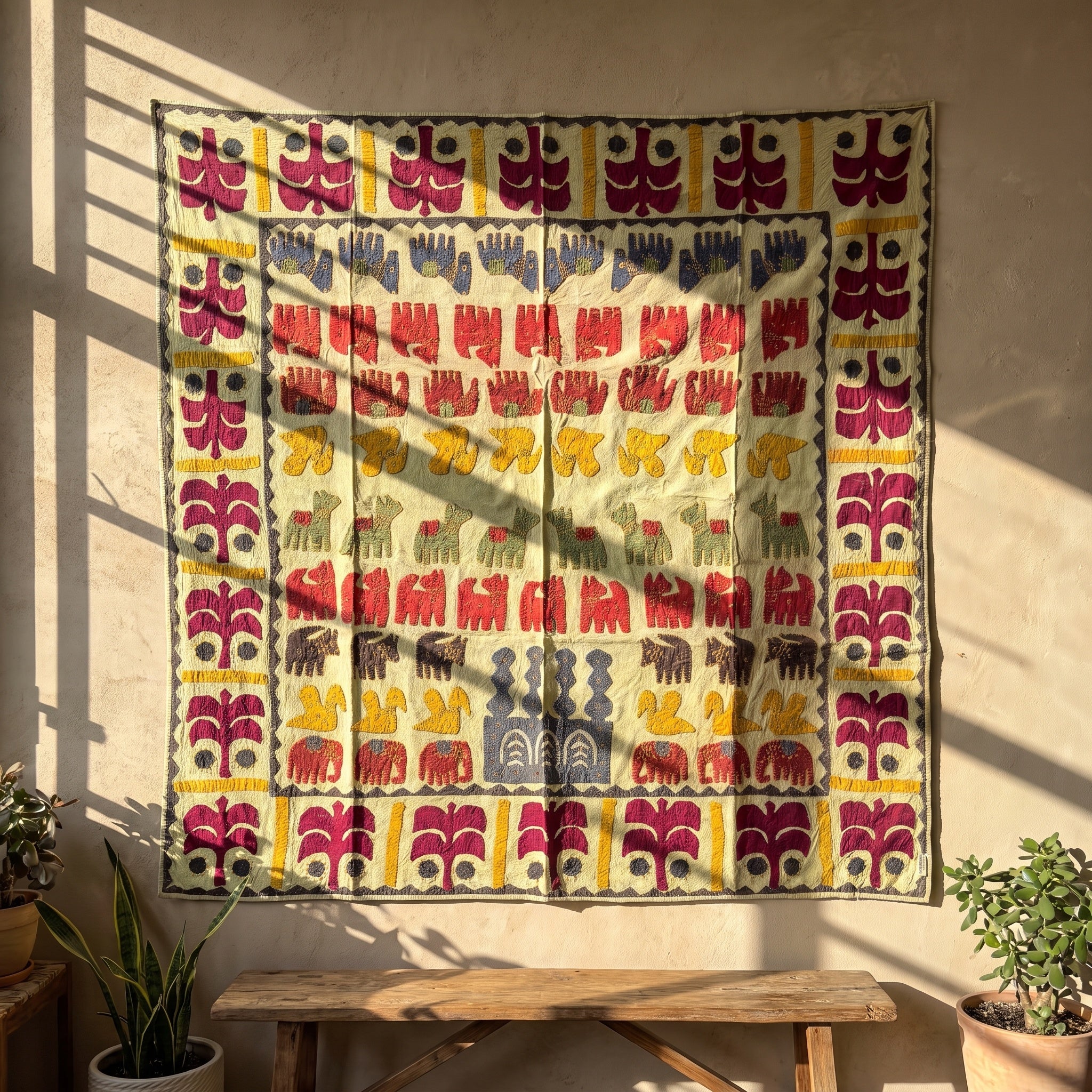 Wild Ginger Appliqué Pure Cotton Wall Hanging