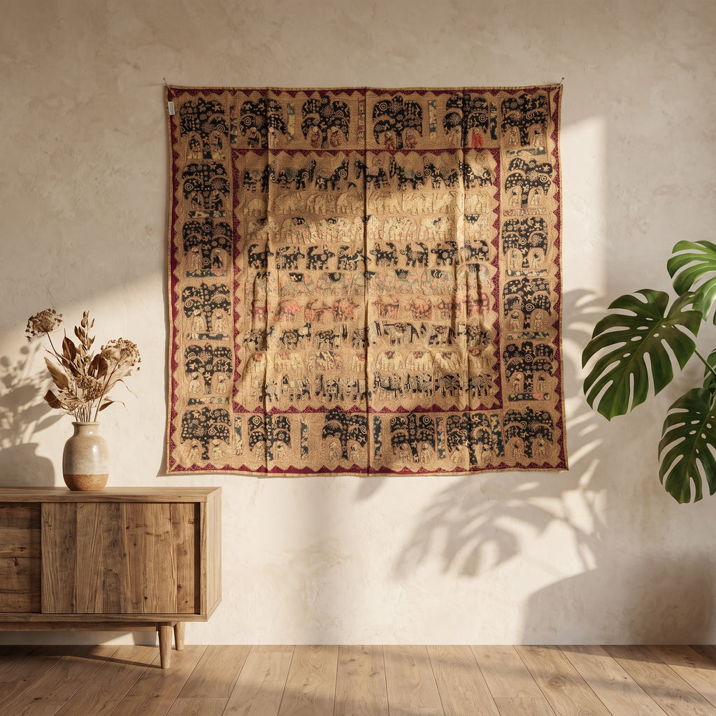 Trailing Arbutus Appliqué Pure Cotton Wall Hanging