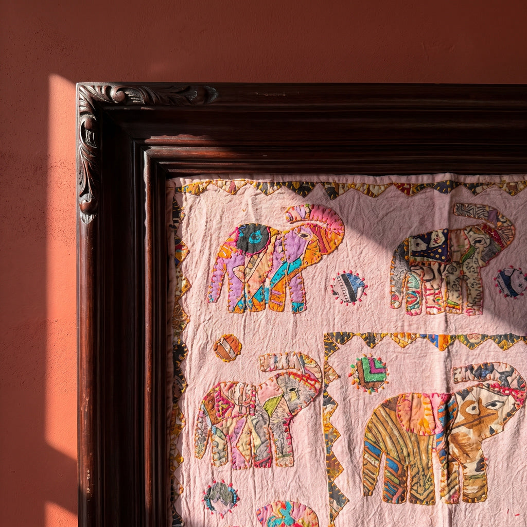 Saffron Whisper Appliqué Pure Cotton Wall Hanging