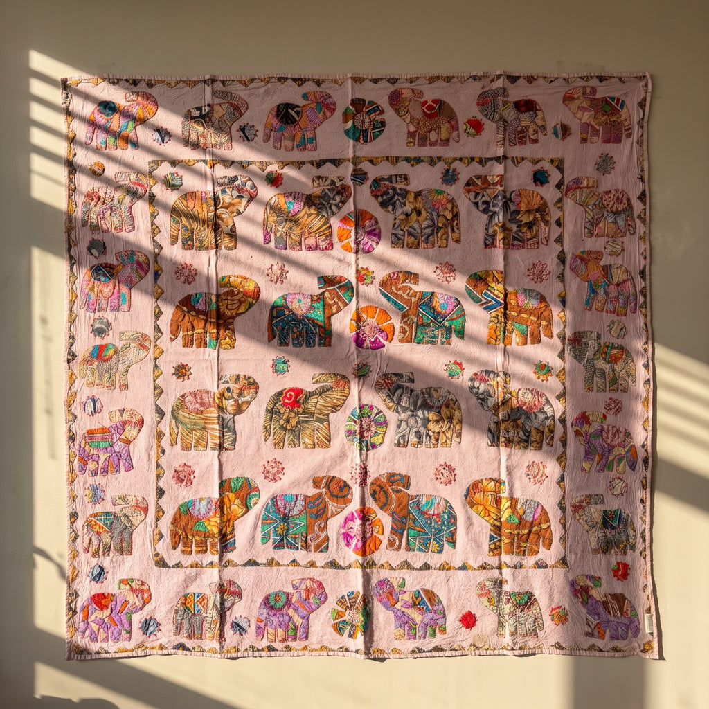 Saffron Whisper Appliqué Pure Cotton Wall Hanging