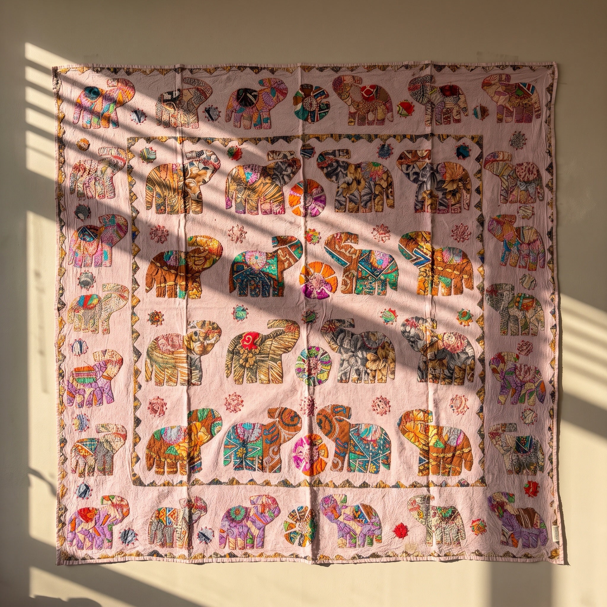 Saffron Whisper Appliqué Pure Cotton Wall Hanging