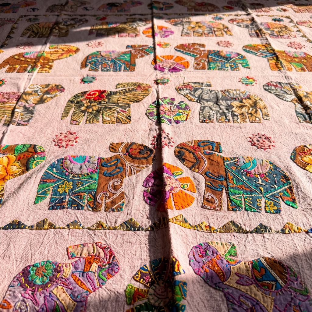 Saffron Whisper Appliqué Pure Cotton Wall Hanging