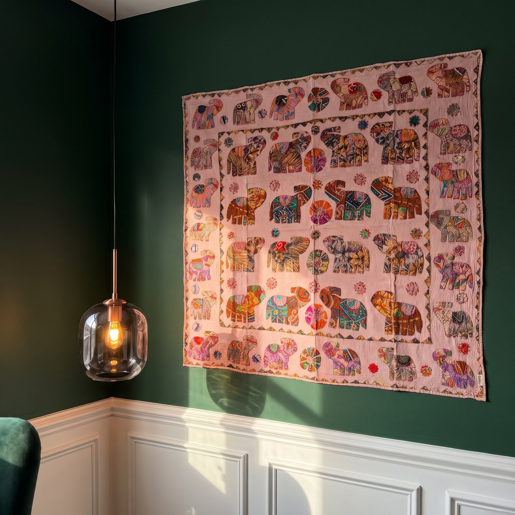Saffron Whisper Appliqué Pure Cotton Wall Hanging