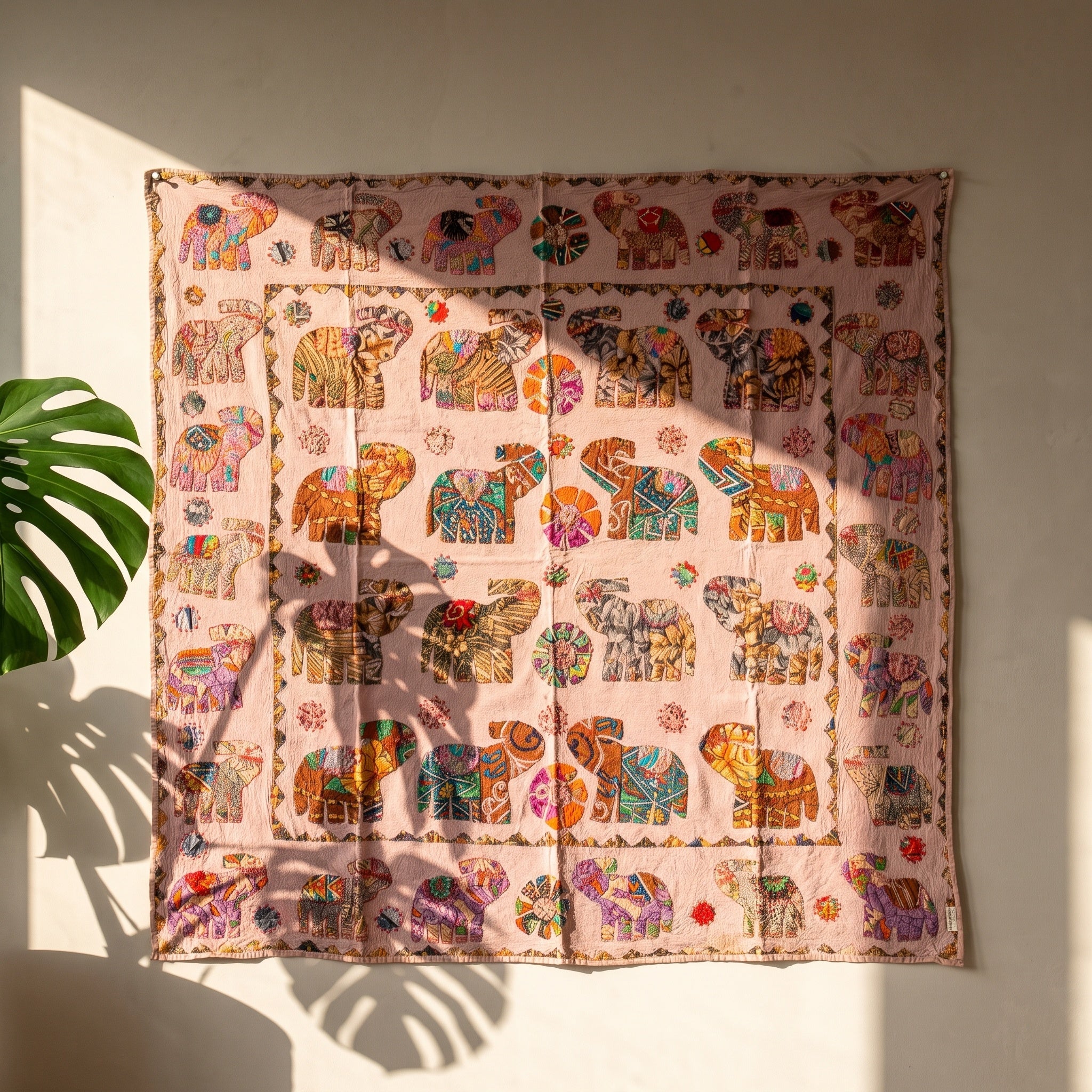Saffron Whisper Appliqué Pure Cotton Wall Hanging