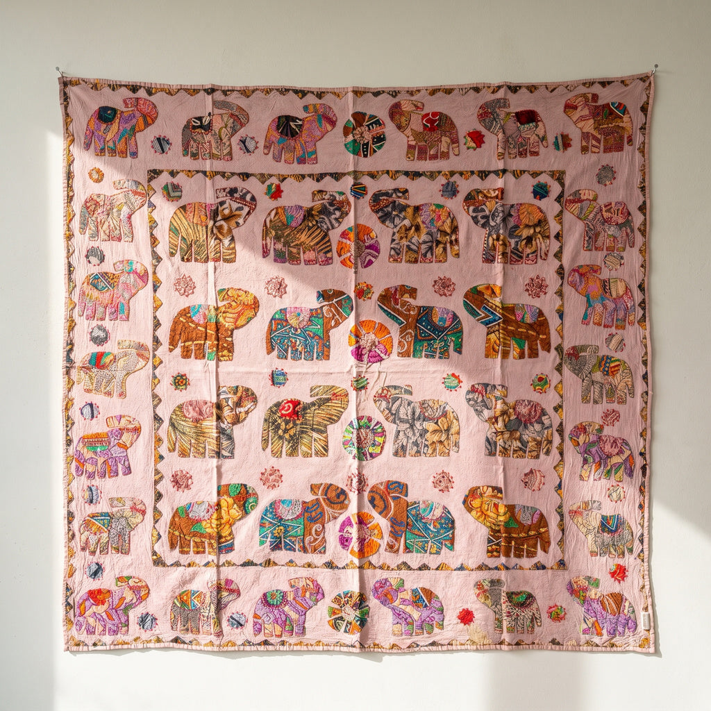 Saffron Whisper Appliqué Pure Cotton Wall Hanging