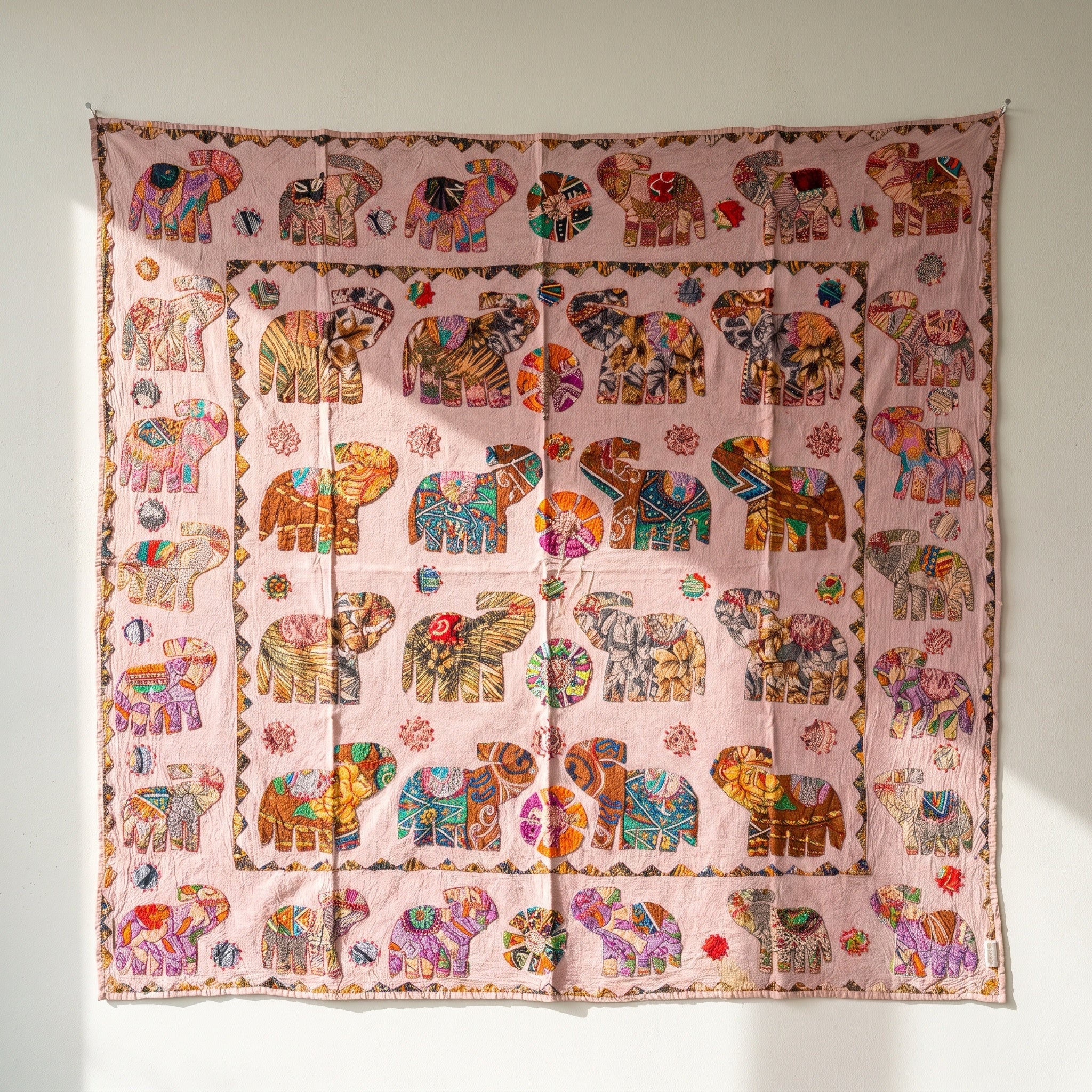 Saffron Whisper Appliqué Pure Cotton Wall Hanging