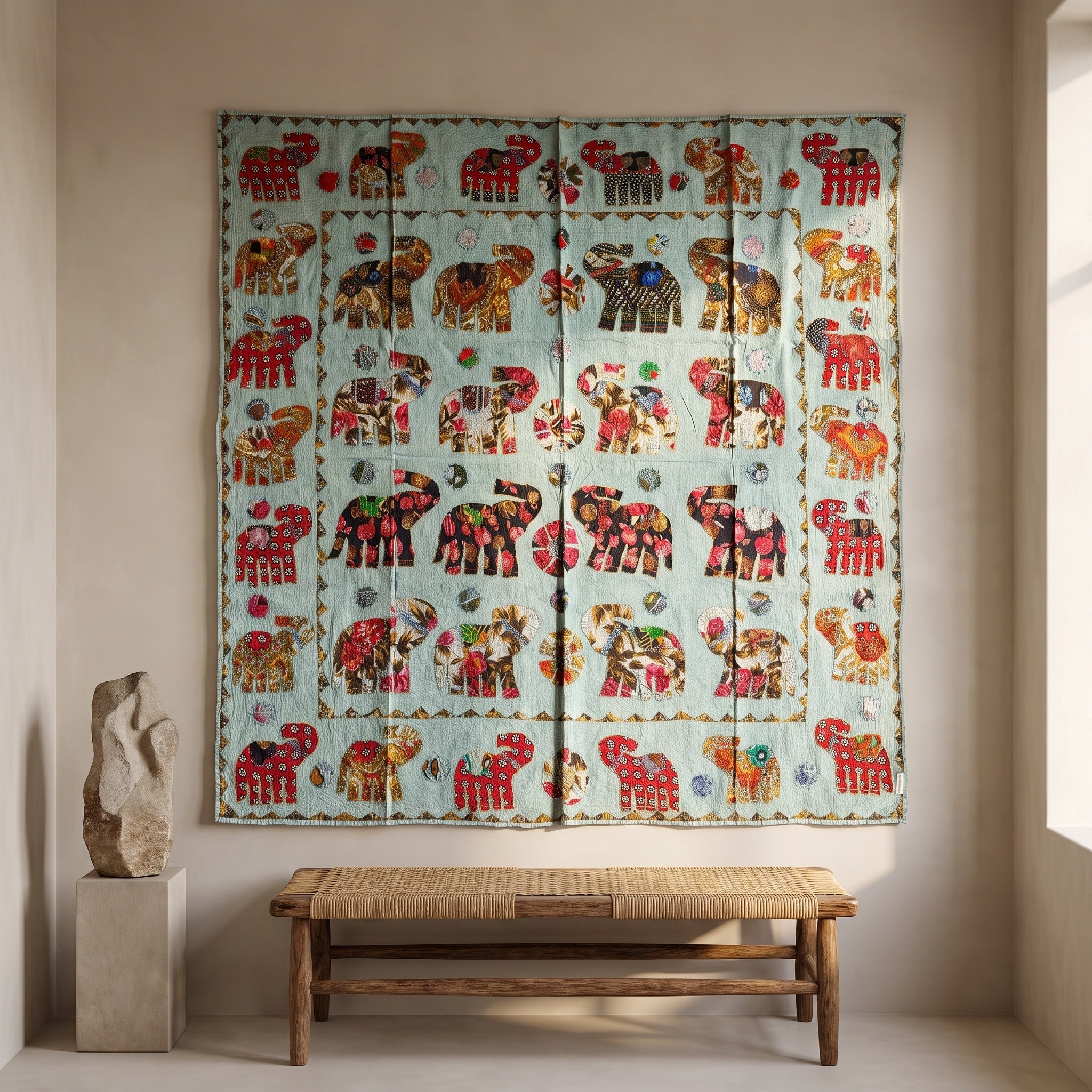 Soft Fern Appliqué Pure Cotton Wall Hanging