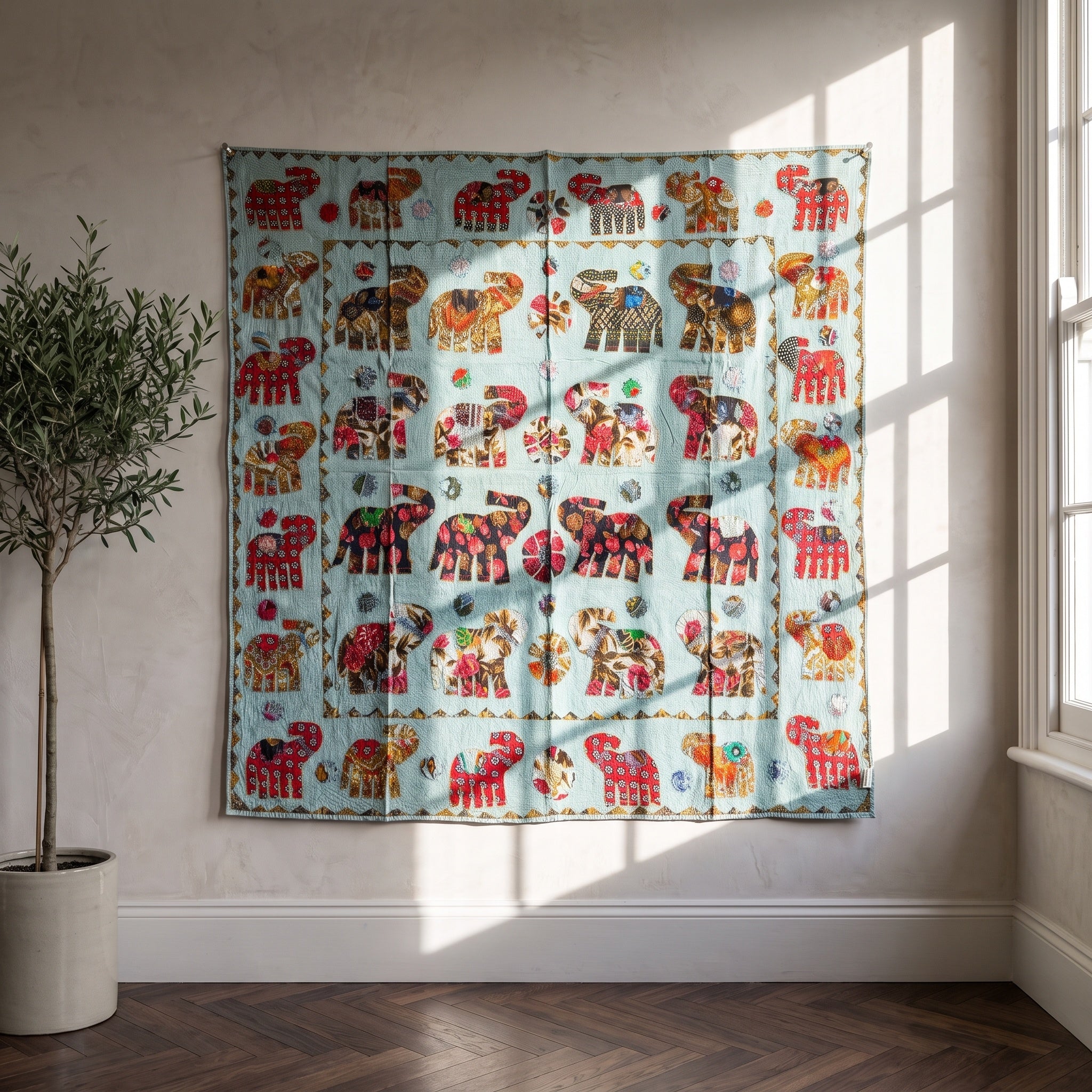 Soft Fern Appliqué Pure Cotton Wall Hanging