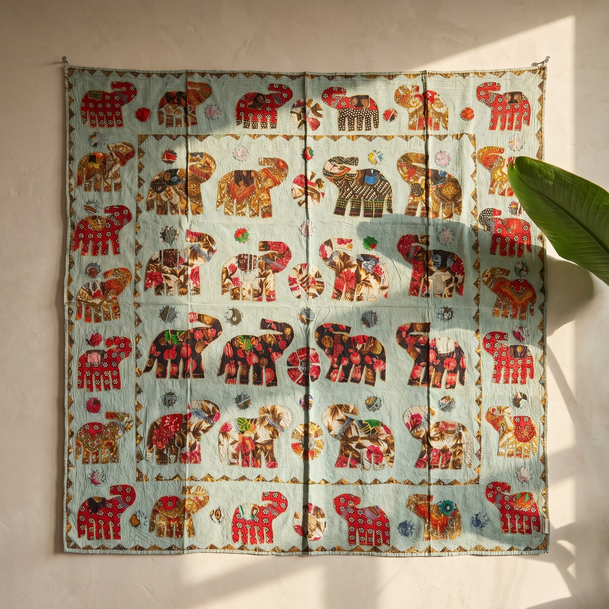 Soft Fern Appliqué Pure Cotton Wall Hanging