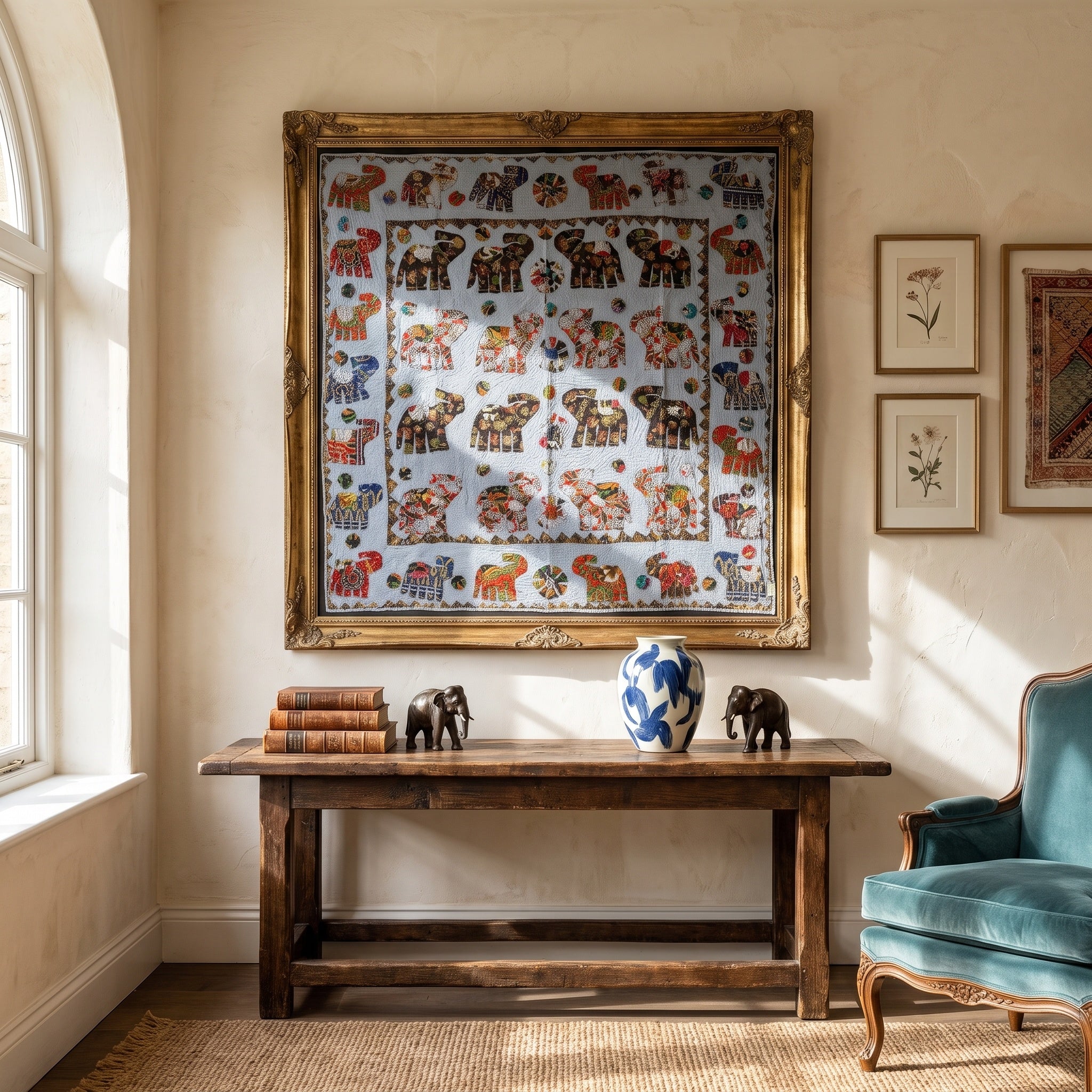Whispering Terracotta Appliqué Pure Cotton Wall Hanging