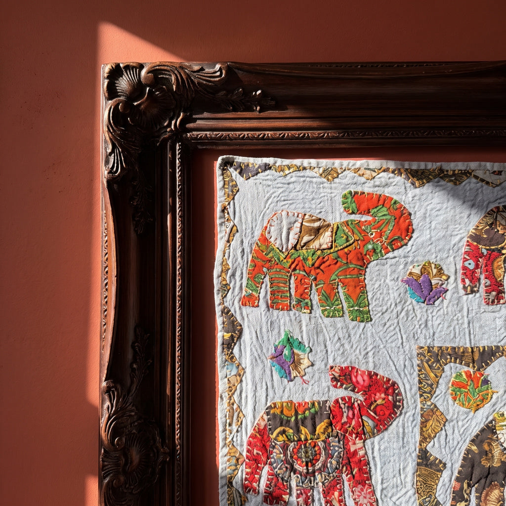 Whispering Terracotta Appliqué Pure Cotton Wall Hanging