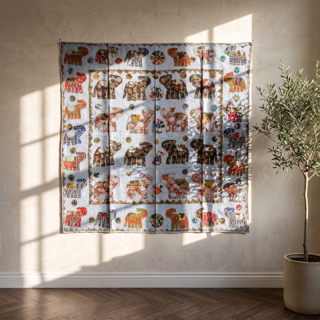 Whispering Terracotta Appliqué Pure Cotton Wall Hanging