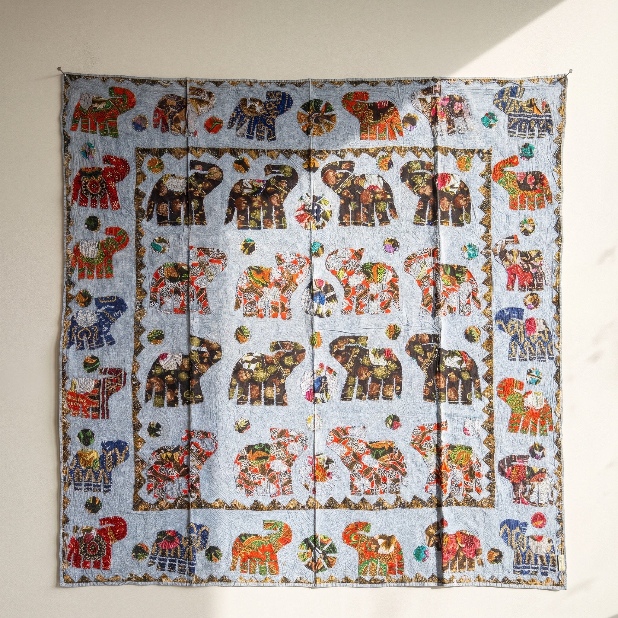 Whispering Terracotta Appliqué Pure Cotton Wall Hanging