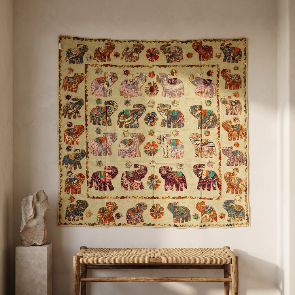 Earthen Rust Appliqué Pure Cotton Wall Hanging