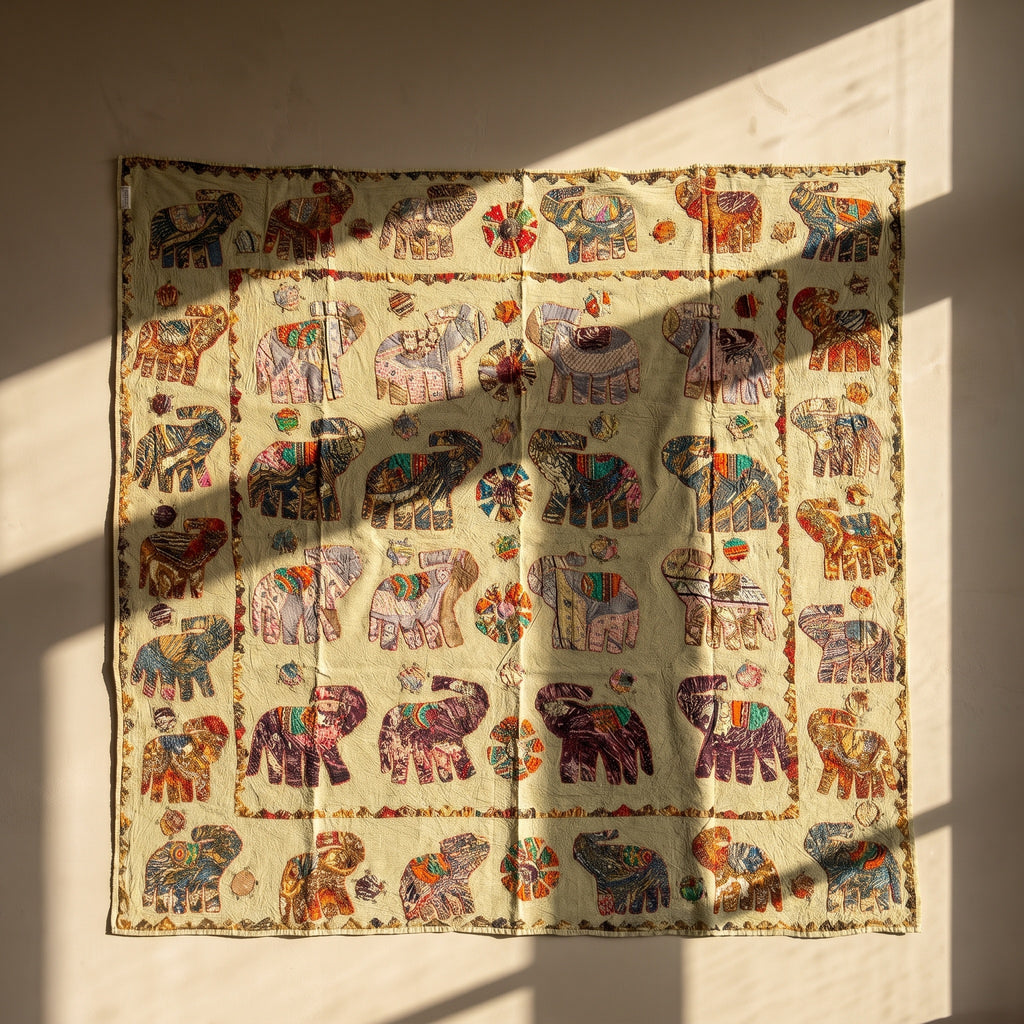 Earthen Rust Appliqué Pure Cotton Wall Hanging
