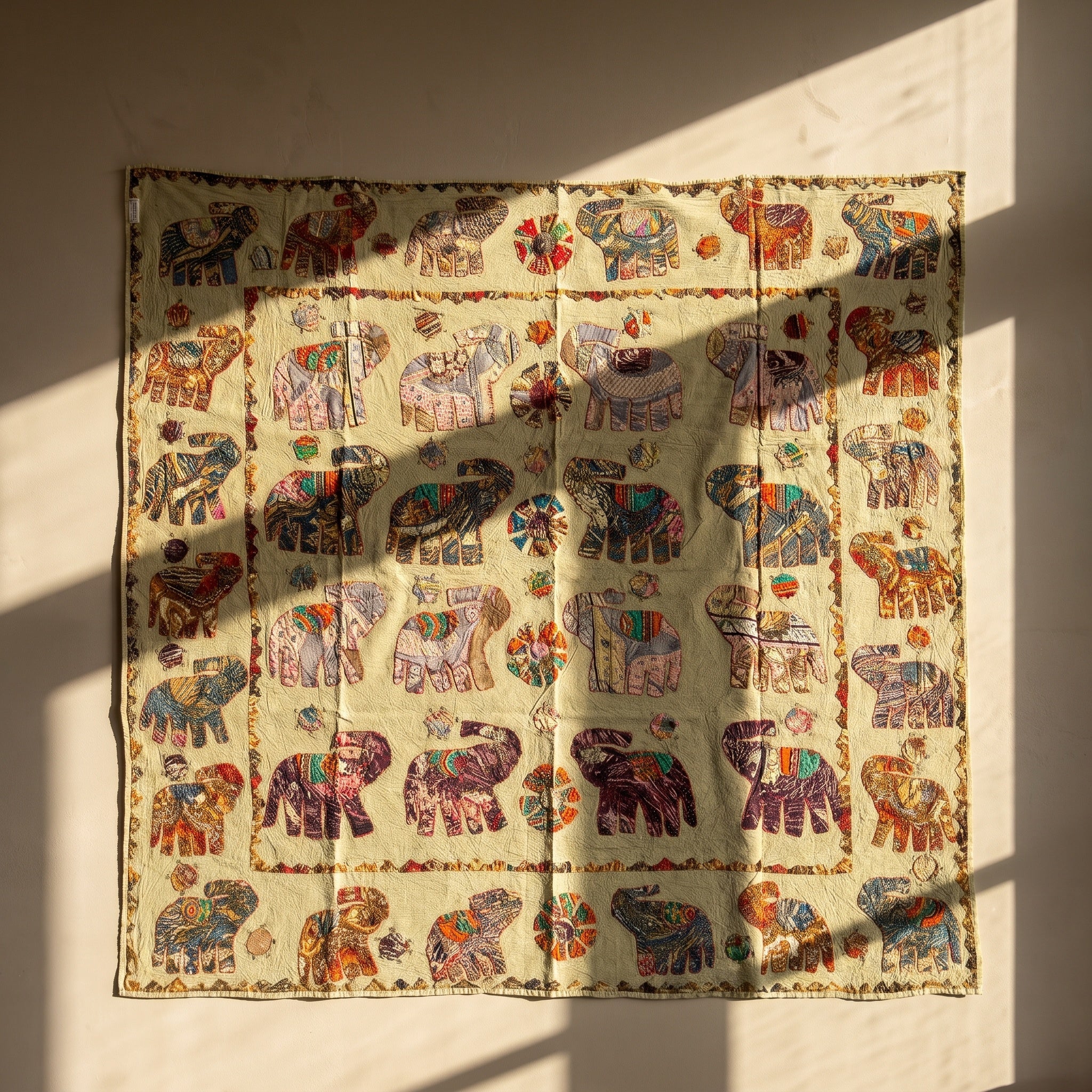 Earthen Rust Appliqué Pure Cotton Wall Hanging
