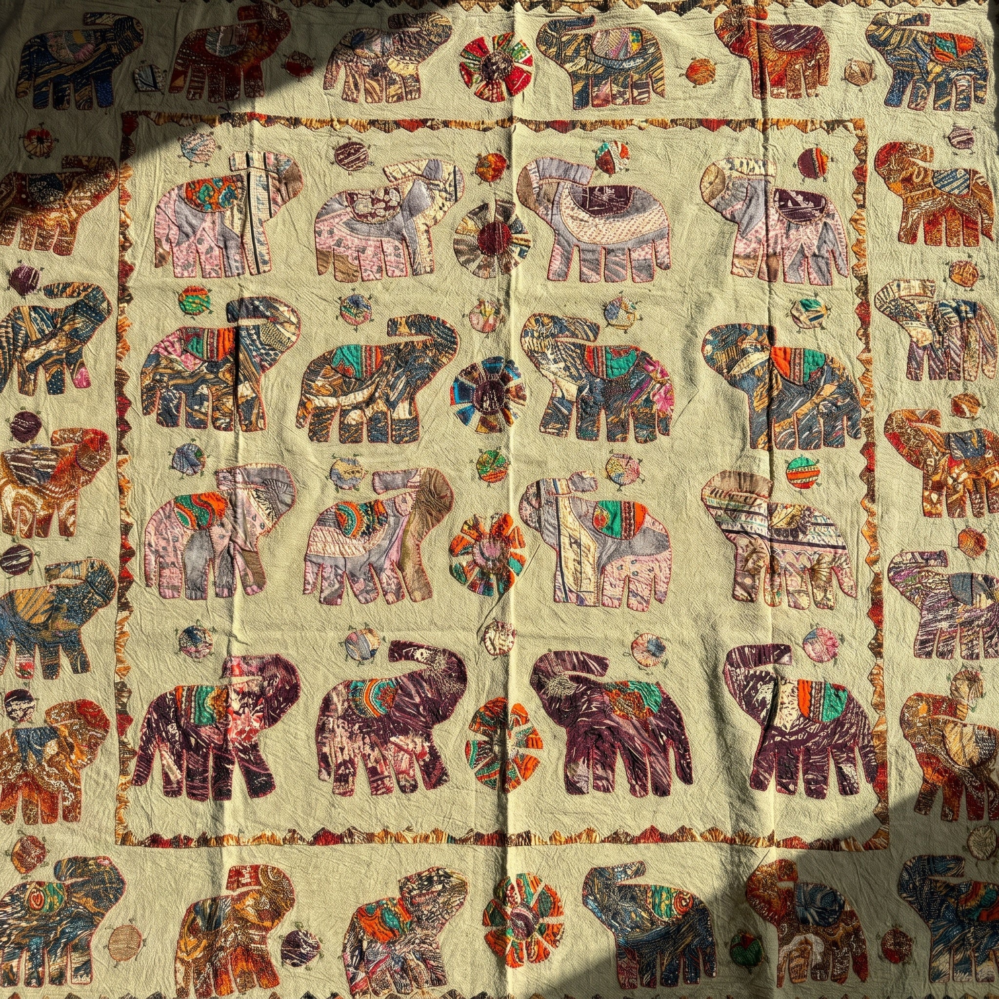 Earthen Rust Appliqué Pure Cotton Wall Hanging