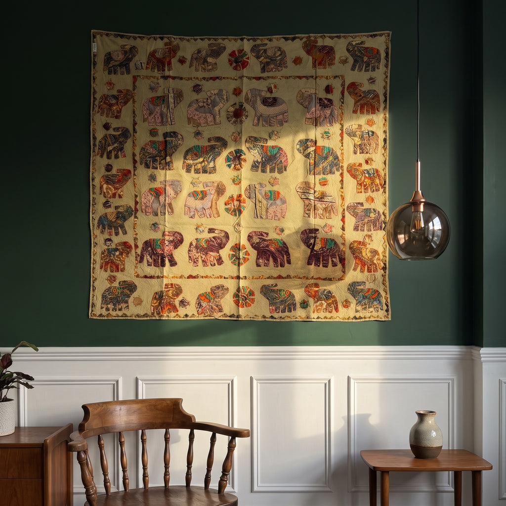 Earthen Rust Appliqué Pure Cotton Wall Hanging