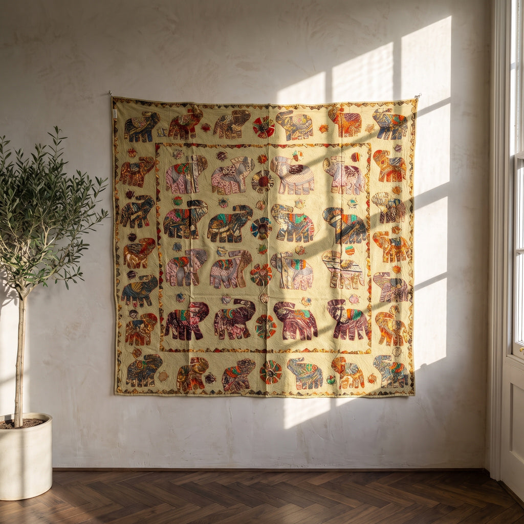 Earthen Rust Appliqué Pure Cotton Wall Hanging
