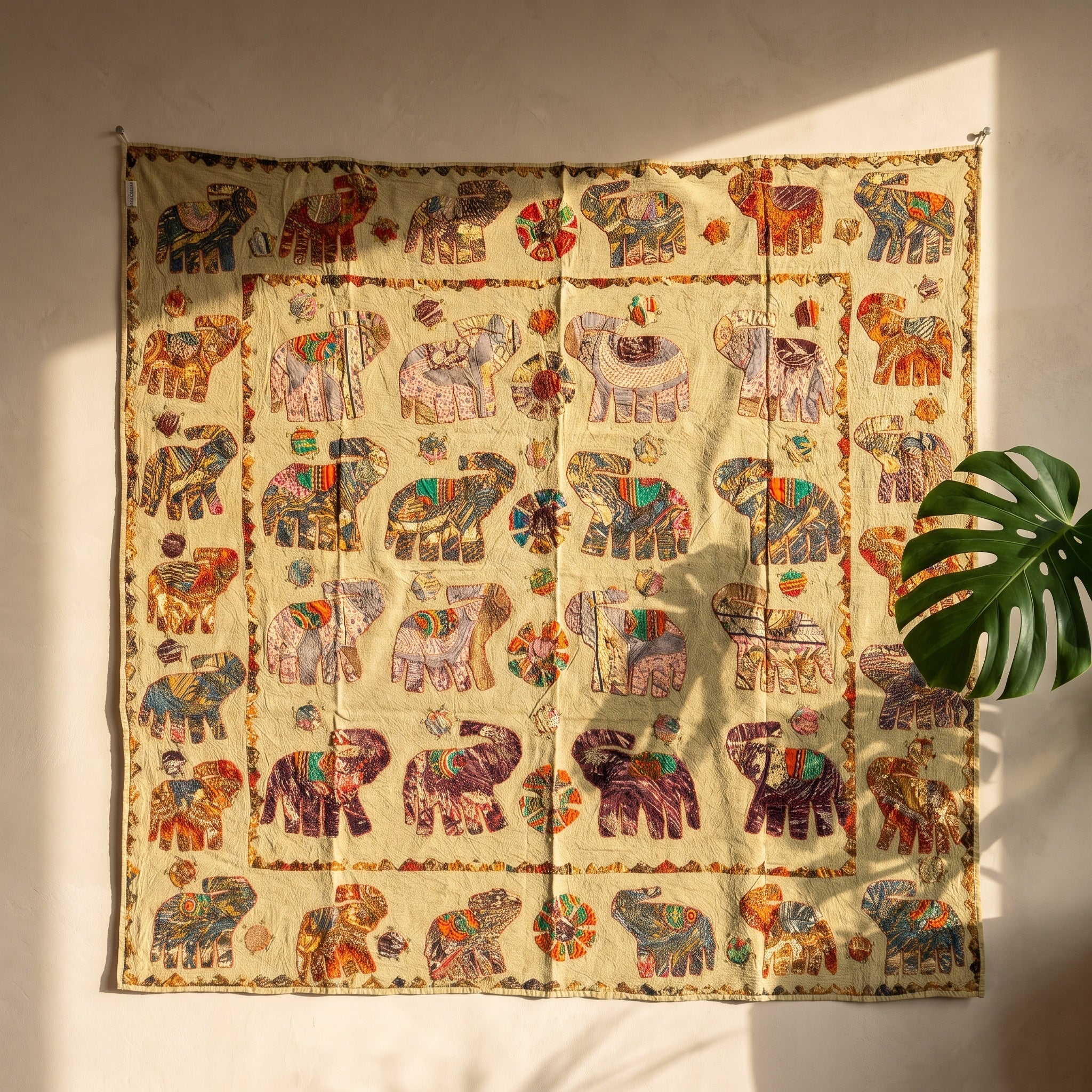 Earthen Rust Appliqué Pure Cotton Wall Hanging