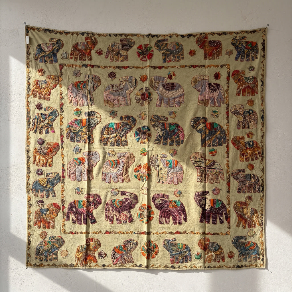 Earthen Rust Appliqué Pure Cotton Wall Hanging