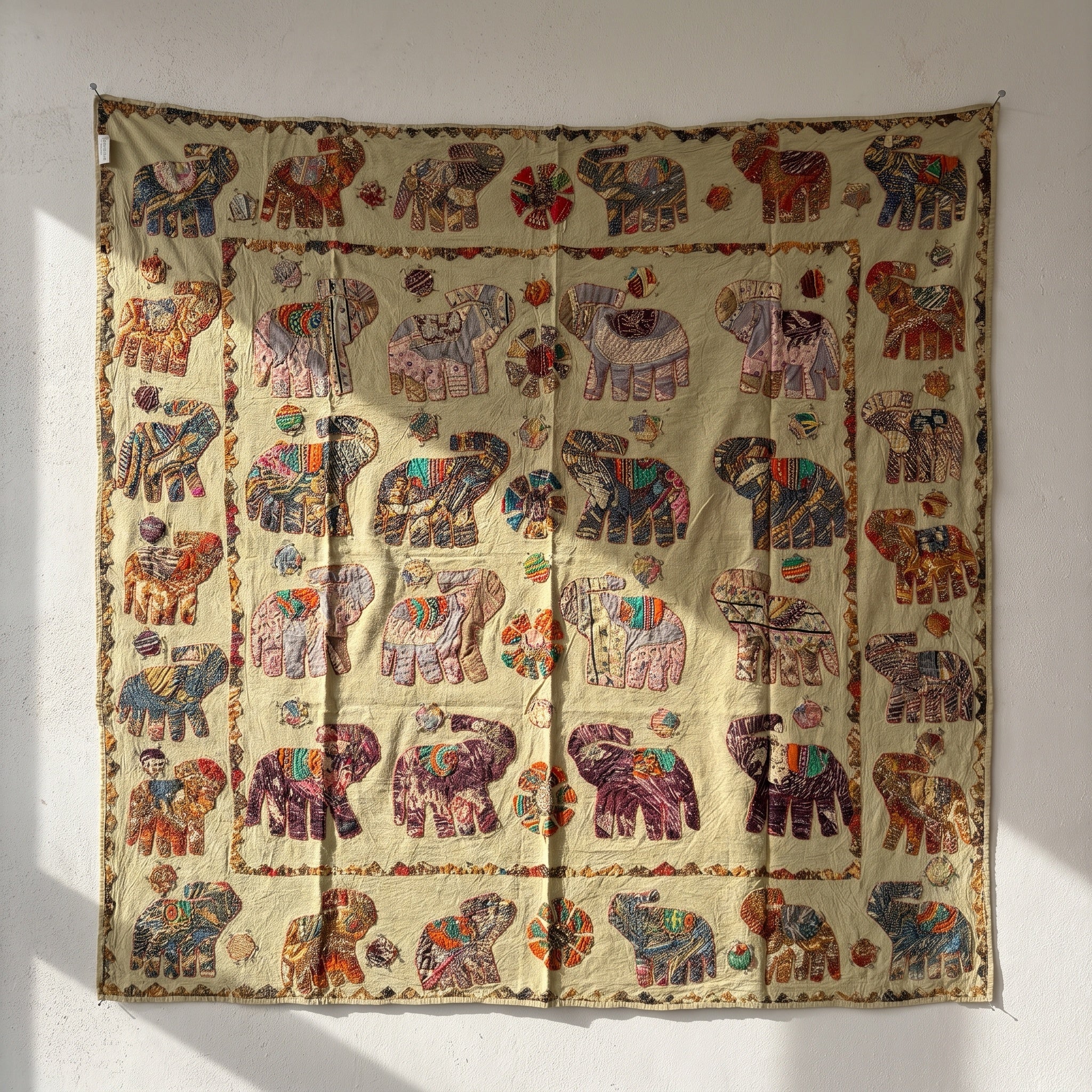 Earthen Rust Appliqué Pure Cotton Wall Hanging