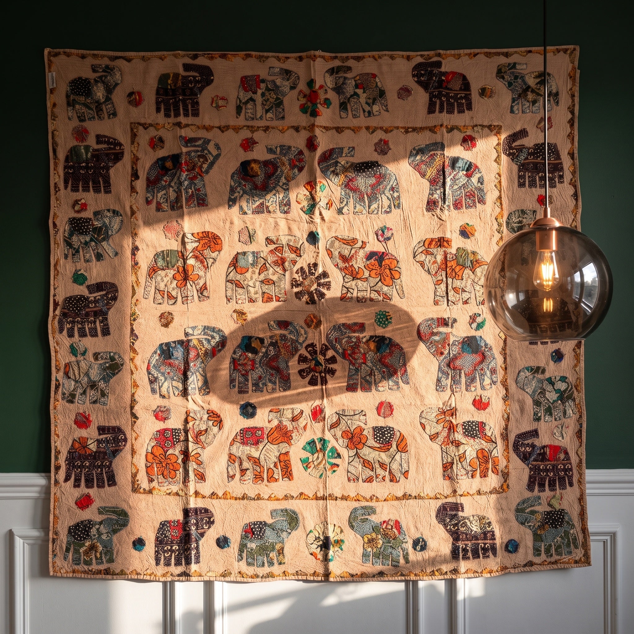 Lush Fern Appliqué Pure Cotton Wall Hanging