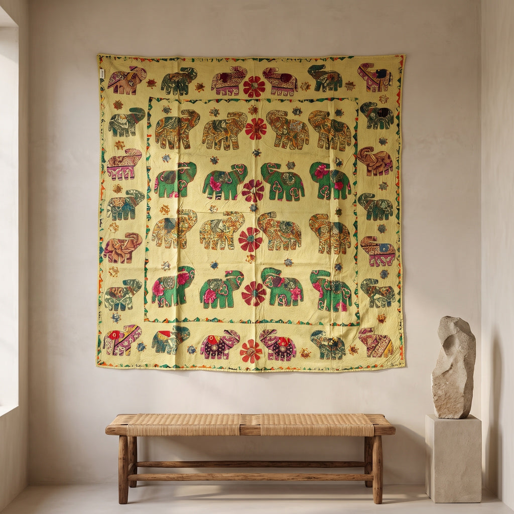 Tranquil Dawn Appliqué Pure Cotton Wall Hanging