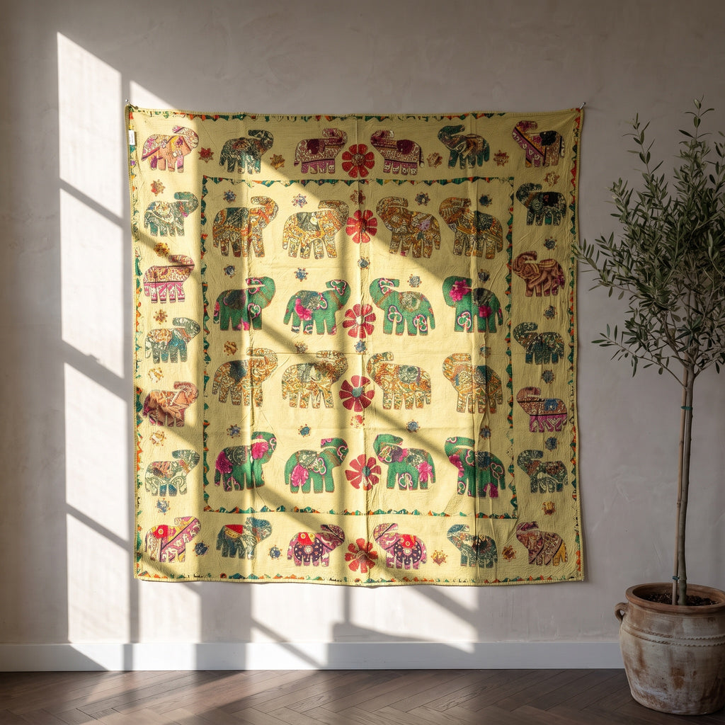 Tranquil Dawn Appliqué Pure Cotton Wall Hanging
